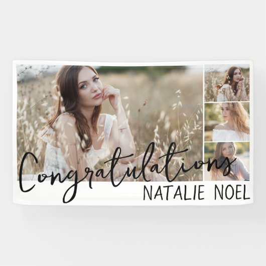 Eenvoudig Stijlvol Modern Gefeliciteerd Afstuderen Spandoek (Horizontaal)