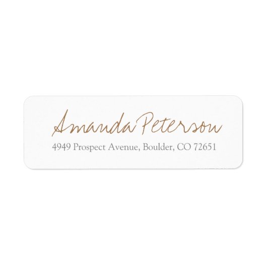Eenvoudig stijlvol modern gouden script retouradre etiket (Voorkant)