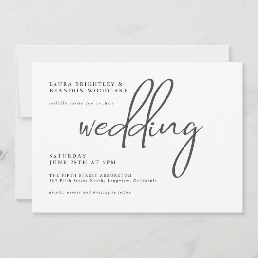 Eenvoudig stijlvol, modern, minimalistisch script kaart (Voorkant)