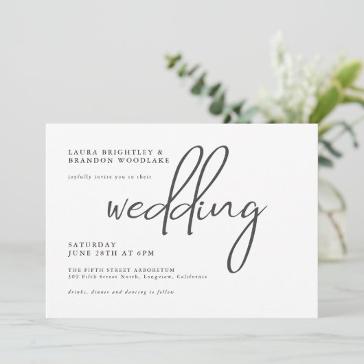 Eenvoudig stijlvol, modern, minimalistisch script kaart (Staand voorkant)