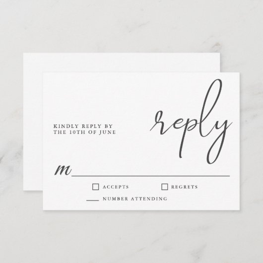 Eenvoudig Stijlvol Modern Minimalistisch Script RS RSVP Kaartje (Voorkant / Achterkant)