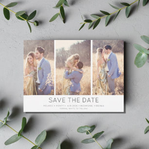 Eenvoudig stijlvol, modern multi-fotohuwelijk save the date