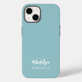 Eenvoudig Stijlvol Modern Script Naam Blauwgroen B Case-Mate iPhone Case (Achterkant)