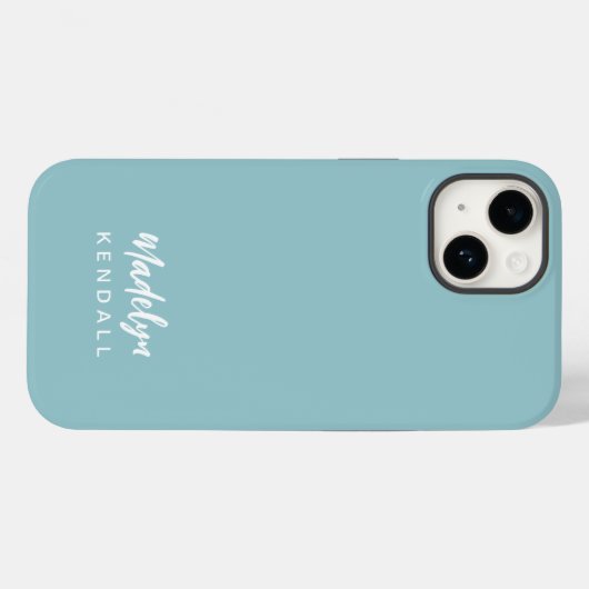 Eenvoudig Stijlvol Modern Script Naam Blauwgroen B Case-Mate iPhone Case (Achterkant (horizontaal))