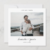 Eenvoudig stijlvol, modern, zwart-Script-fotohuwel Bedankkaart (Voorkant)