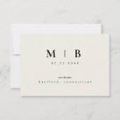 Eenvoudig stijlvol Monogram beige Save the Date We (Voorkant)