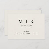 Eenvoudig stijlvol Monogram beige Save the Date We (Voorkant / Achterkant)