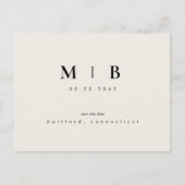 Eenvoudig stijlvol Monogram beige Save the Date We Briefkaart (Voorkant)