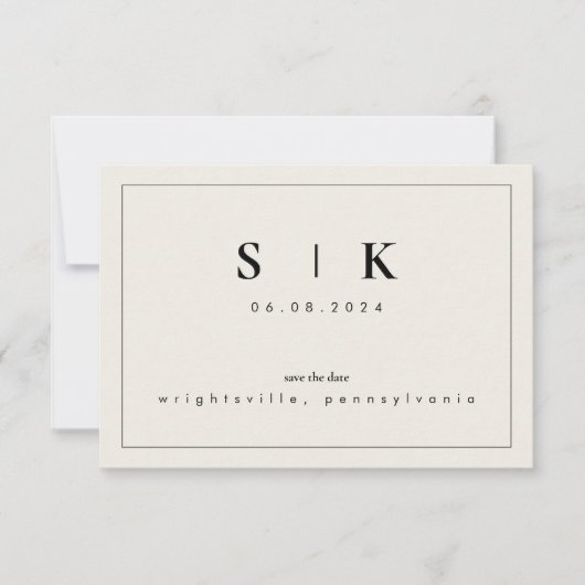 Eenvoudig, stijlvol Monogram beige Sla datum VI op (Voorkant)