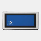 Eenvoudig Stijlvol Monogram Blauw kleurenblok Bureaumat (Voorkant)