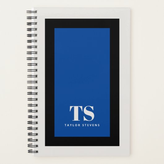 Eenvoudig Stijlvol Monogram Kleur Blok Blauw Planner (Voorkant)