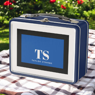 Eenvoudig Stijlvol Monogram Kleurenblok Blauw Zwar