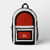 Eenvoudig Stijlvol Monogram Kleurenblok Rood Zwart Bedrukte Rugzak (Voorkant)