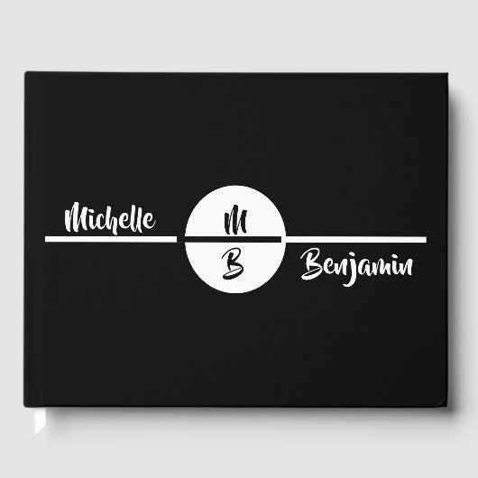 Eenvoudig stijlvol monogram met naam bruiloft gastenboek (Voorkant)