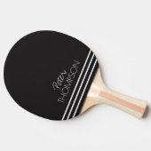 Eenvoudig & stijlvol monogram op zwart tafeltennisbatje (Zijkant)
