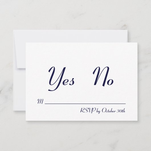 Eenvoudig & Stijlvol Navy en Wit RSVP Kaart (Voorkant)