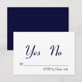 Eenvoudig & Stijlvol Navy en Wit RSVP Kaart (Voorkant / Achterkant)
