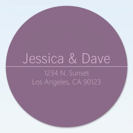 Eenvoudig stijlvol Paarse bruiloft retour adres Ronde Sticker