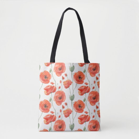Eenvoudig Stijlvol Poppy Flowers Waterverf Pattern Tote Bag (Voorkant)