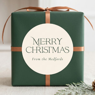 Eenvoudig Stijlvol Prettig Kerstfeest Groen Ivoo Ronde Sticker