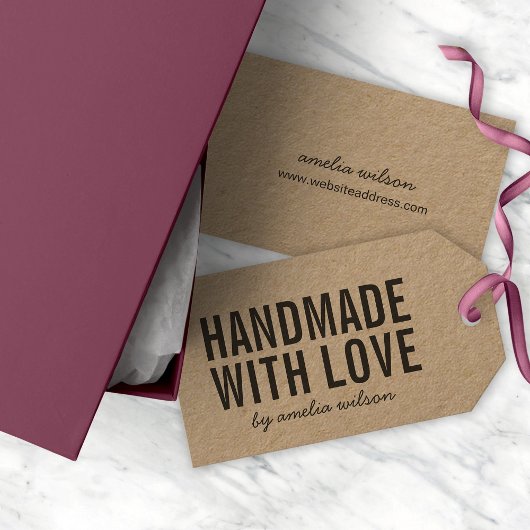 Eenvoudig Stijlvol Rustiek Handgemaakt met Liefde  Cadeaulabel