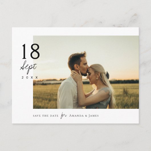 Eenvoudig stijlvol Save the Date Briefkaart met fo (Voorkant)