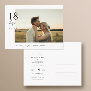 Eenvoudig stijlvol Save the Date Briefkaart met fo