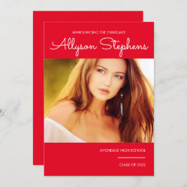 Eenvoudig stijlvol script één foto rood | Witte te Aankondiging