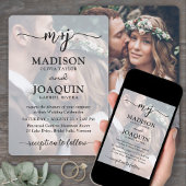 Eenvoudig stijlvol script Initialen 2 foto bruilof Kaart