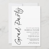 Eenvoudig Stijlvol Script Zwart Wit Afstudeerfeest Kaart (Voorkant)