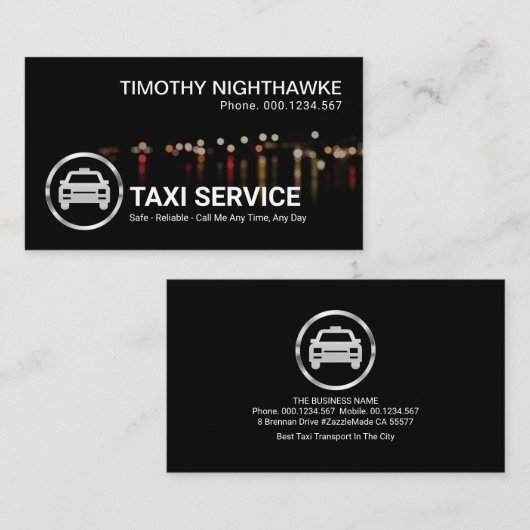 Eenvoudig stijlvol verkeerslicht Bokeh Night Taxi Visitekaartje (Voorkant / Achterkant)