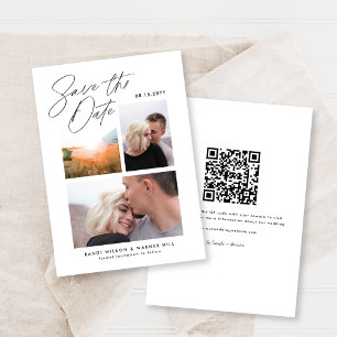 Eenvoudig & Stijlvol Verticaal Drie Foto's Handges Save The Date