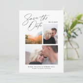 Eenvoudig & Stijlvol Verticaal Drie Foto's Handges Save The Date (Staand voorkant)