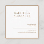 Eenvoudig stijlvol wit & gouden vierkant vierkante visitekaartje (Voorkant)