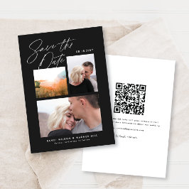 Eenvoudig & Stijlvol Zwart Drie Foto's Handgeschre Save The Date