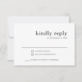 Eenvoudig stijlvol | Zwart-wit bruiloft RSVP Kaartje (Voorkant)