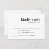 Eenvoudig stijlvol | Zwart-wit bruiloft RSVP Kaartje (Voorkant / Achterkant)