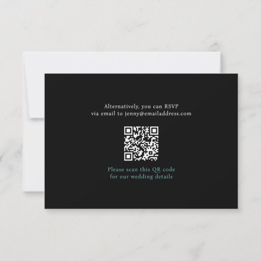 Eenvoudig Stijlvol Zwart Wit Modern QR Code Bruilo RSVP Kaartje (Achterkant)