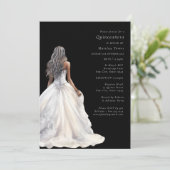 Eenvoudig stijlvol zwart-wit modern Quinceañera Kaart (Staand voorkant)