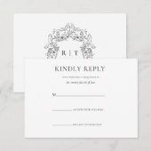 Eenvoudig Stijlvol Zwart Wit Monogram Formele Brui RSVP Kaartje (Voorkant / Achterkant)