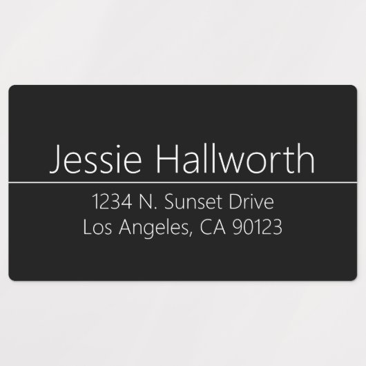 Eenvoudig stijlvol zwart wit waterdicht adres labels (Design 1)