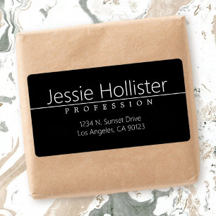 Eenvoudig stijlvol zwart wit zakelijk retouradres etiket