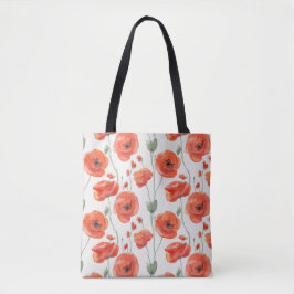 Eenvoudig Stijlvolle Klaprozen Waterverf Patroon  Tote Bag