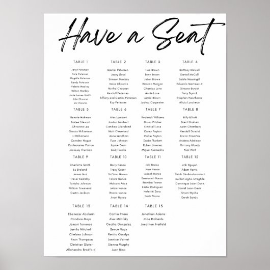 Eenvoudig stoelschema poster (Voorkant)