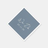 Eenvoudig Stof Blauw Modern Huwelijk Servet (Hoek)