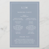 Eenvoudig Stof Blauw Monogram Elegant Huwelijkspro (Achterkant)