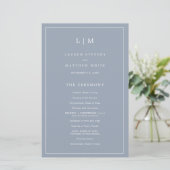 Eenvoudig Stof Blauw Monogram Elegant Huwelijkspro (Staand voorkant)