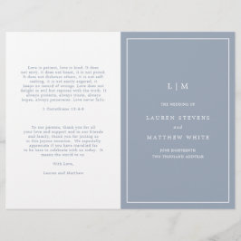 Eenvoudig Stof Blauw Monogram Elegant Huwelijkspro