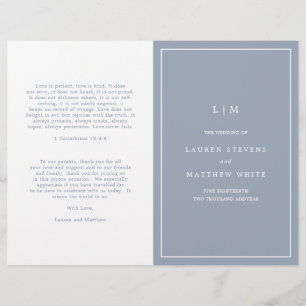 Eenvoudig Stof Blauw Monogram Elegant Huwelijkspro