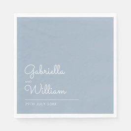 Eenvoudig Stofblauw en Wit Schrift Servet